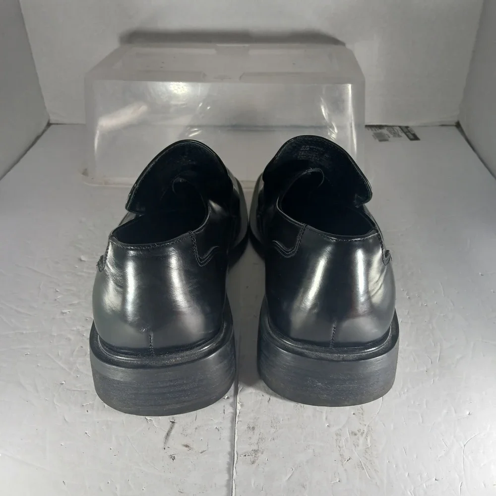 Kenneth Cole Reaction Loafers 11 Black Square Toe Leather Y2K Professional Dress
